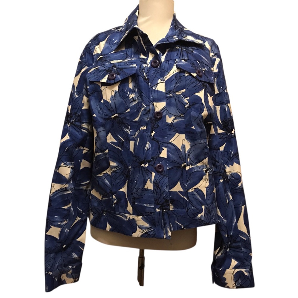 Rafaella Blue Floral Jean Jacket Women’s XL
